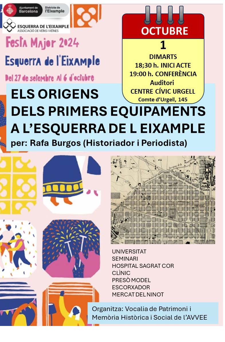 Conferència: el primers equipaments a l’Esquerra de l’Eixample!